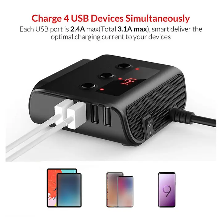 

1 шт. автомобильный прикуриватель на одно сопротивление три прикуривателя 4USB автомобильный прикуриватель зарядка грузовик внедорожник авт...