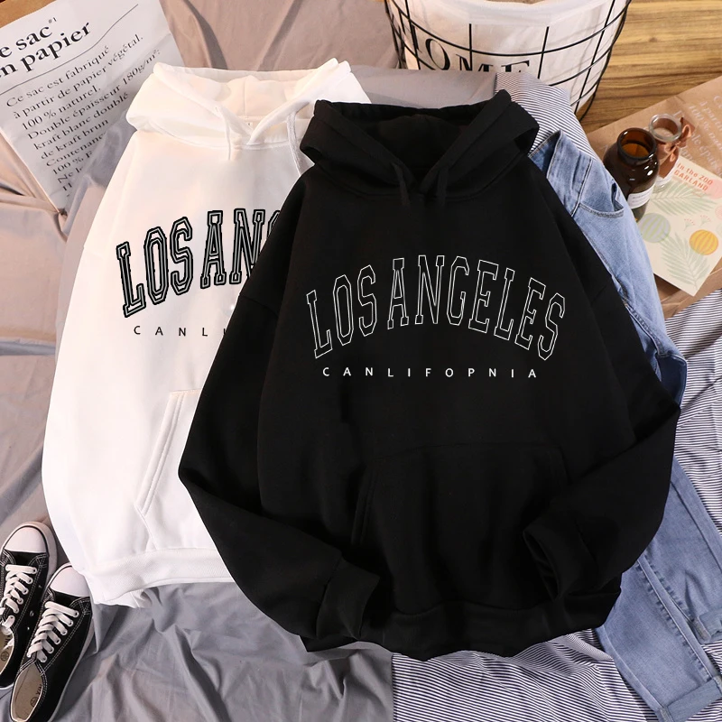 2022 Women's Sweatshirt Los Angeles Letter Print Hoodies Tracksuit Sweatshirt Oversized Hoodie Hip Hop Pullovers Female Clothing