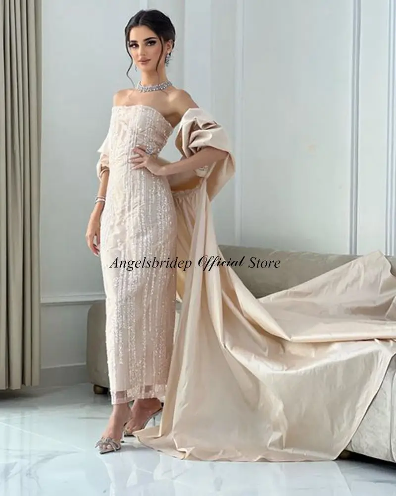 Роскошные блестящие тюлевые вечерние платья Fivsole Дубая с длинной накидкой шаль