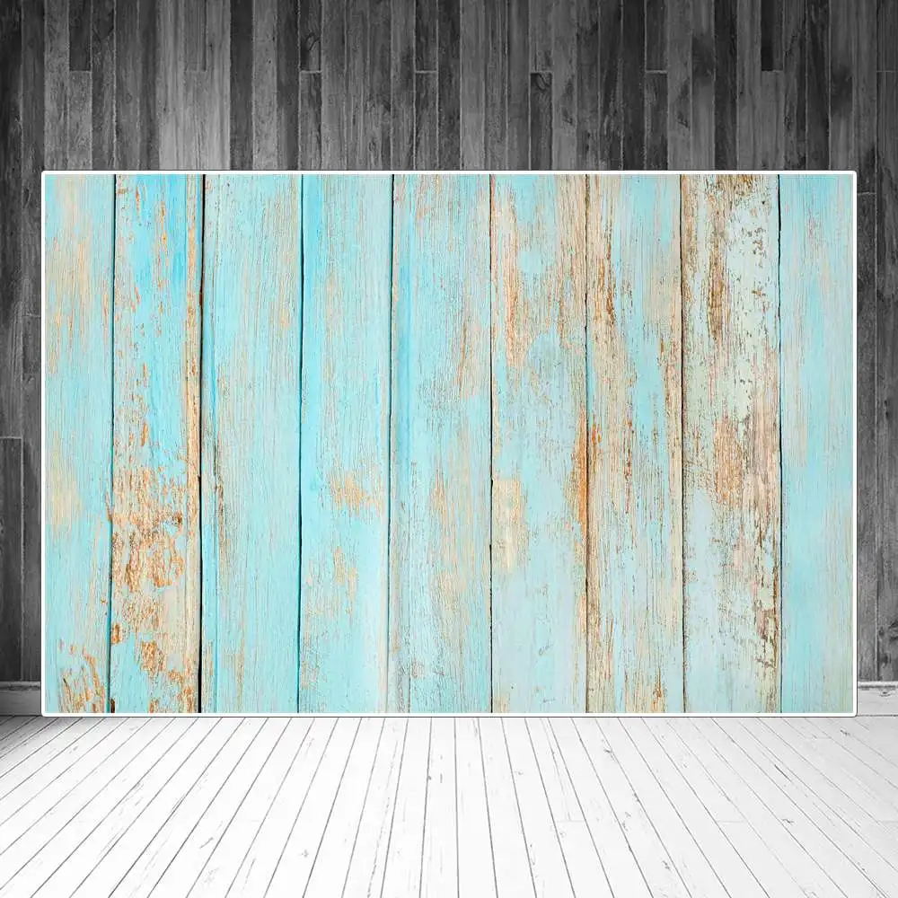 

Fade Lake Blue Wooden Planks Backdrops Photography Decoration Grunge Board Wall Floor Sign Photocall Background Photoshoot Props