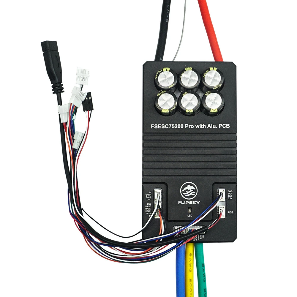 Фото Flipsky 75200 Pro Бесколлекторный ESC 84В с высоким током VESC для роботизированной доски для серфинга и электровелосипеда №4