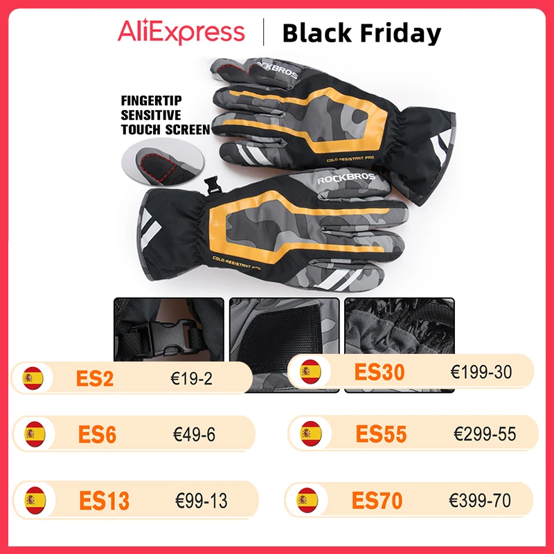 

Велосипедные перчатки ROCKBROS мужские, теплые зимние ветрозащитные водонепроницаемые из ТПУ, для горных велосипедов, с сенсорным экраном, для ...