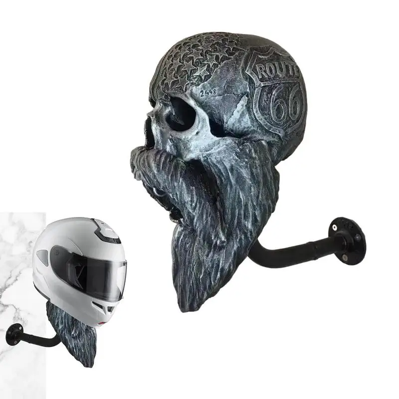 

Motorcycle Helmet Rack Wall Mount Motorcycle Skull Helmets Hanger Resin Craft Helmet Holder Hat Caap Storage Display Holder Rack