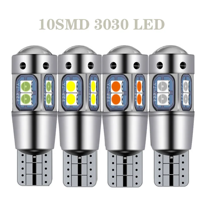 

Car Led Canbus NO Error 6000K White T10 w5w 10smd Led Bulb DRL Turn Parking Width Interior Dome Light Reading Lamp Car Styling
