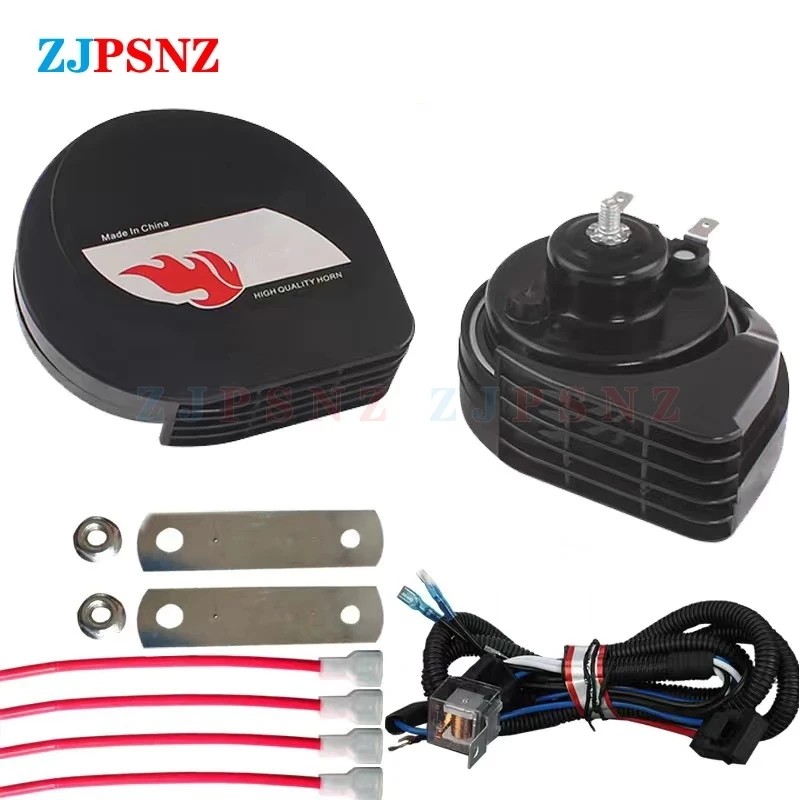 

12V Car Compact Horn Electric Horn Kits Waterproof Car SUV RV Snail Horns Super Loud Dual-Tone Low 410Hz High 510Hz Horn Speaker
