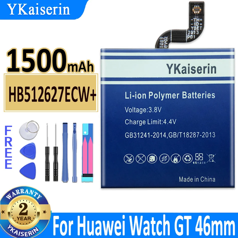 

Аккумуляторная батарея ykaisin HB512627ECW + (46 мм) 1500 мАч для Huawei Watch GT 46 мм, аккумуляторная батарея + Бесплатные инструменты
