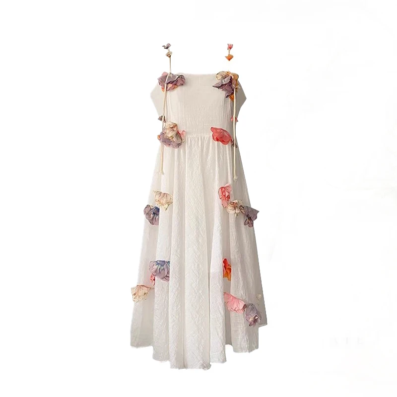 

Женское платье с трехмерными цветами, летнее женское платье с высокой талией, 2023