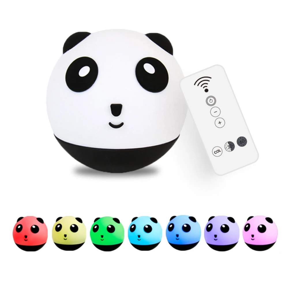 

Светодиодный ночсветильник в виде панды с сенсорным датчиком, 9 цветов, с дистанционным управлением, с таймером, с регулируемой яркостью, ак...