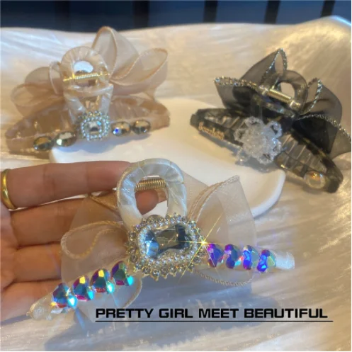 

Женская Милая Русалка Ji из органзы со сверкающими бриллиантами и большим патроном акулы головной убор шпильки для волос