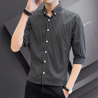 fashion striped shirt mens 2022 summer business striped shirt mens casual short sleeve vintage top men oversized shirt