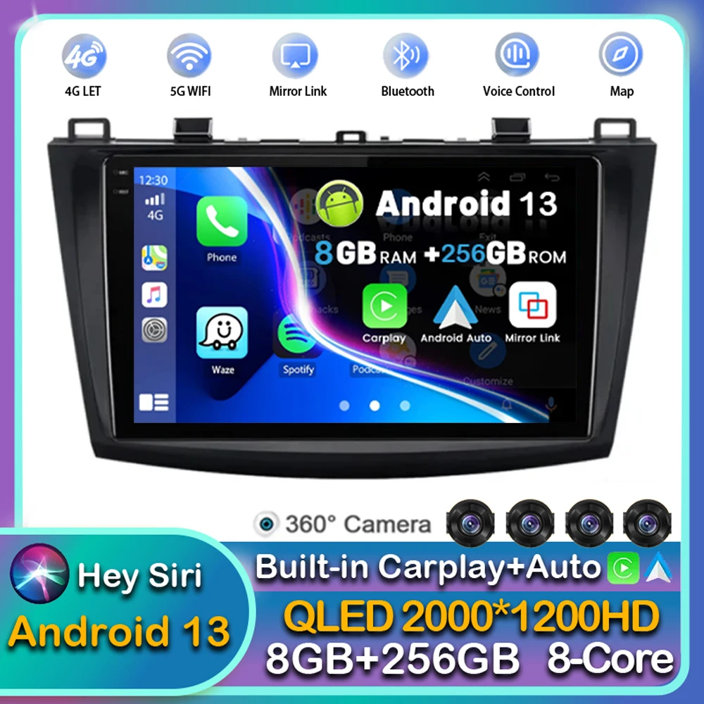 

Android 13 Carplay Auto WIFI+4G Car Radio for Mazda 3 2004 2005 - 2013 Multimedia Video Player GPS Stereo 2din DVD Head Unit DSP