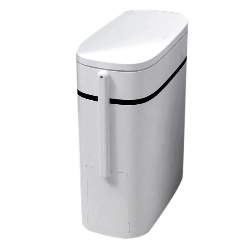 

14L 2 In 1 Multi-Function Plastics Trash Cans Bathroom Dedicated With Toilet Brush,White