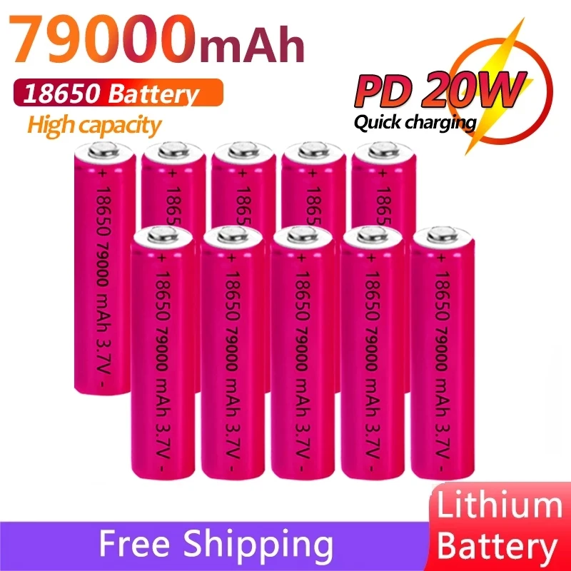 

Rechargeable Battery 79000mAh ICR 18650 Lithium BatterySuitable for Flashlight Headlight Toy Electronic Products Dropshipping
