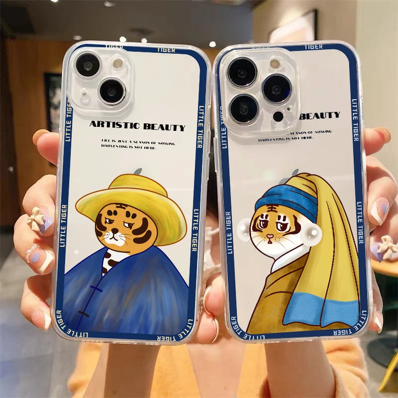 

Tiger Animal Case for iPhone 14 13 12 Pro Max Cover Transparent Soft for iPhone 11 Pro Max 7 8 Plus X XS XR SE 2020 Shell Capas