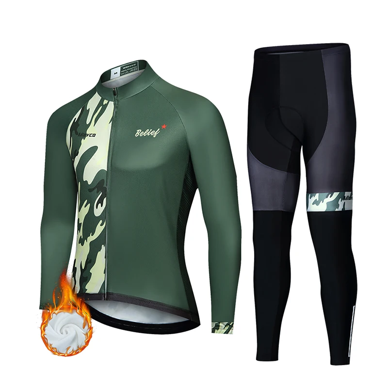 

Зимний велосипедный комплект из Джерси, Мужская одежда, теплые флисовые наряды, спортивные мужские колготки с длинным рукавом, ремешок, костюм, аксессуары для велосипедов
