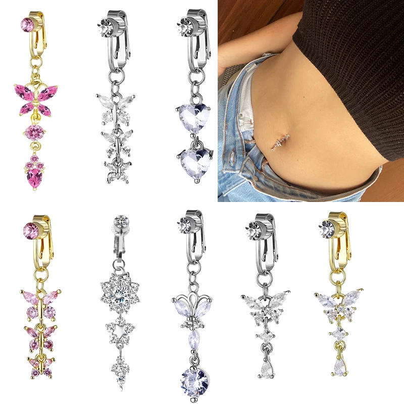 Faux Fake Belly Butterfly Fake Belly Piercing Butterfly Clip On Umbilical Navel Fake Pircing Butterfly Cartilage Earring Clip
