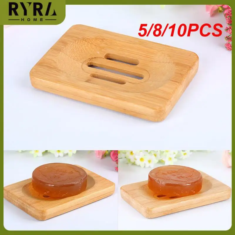 

5/8/10PCS Soap Holder Kitchen Sponge Holder Bamboo Soap Dishes Mould Proof Soap Rack Wooden Soap Box Kitchen Accessories