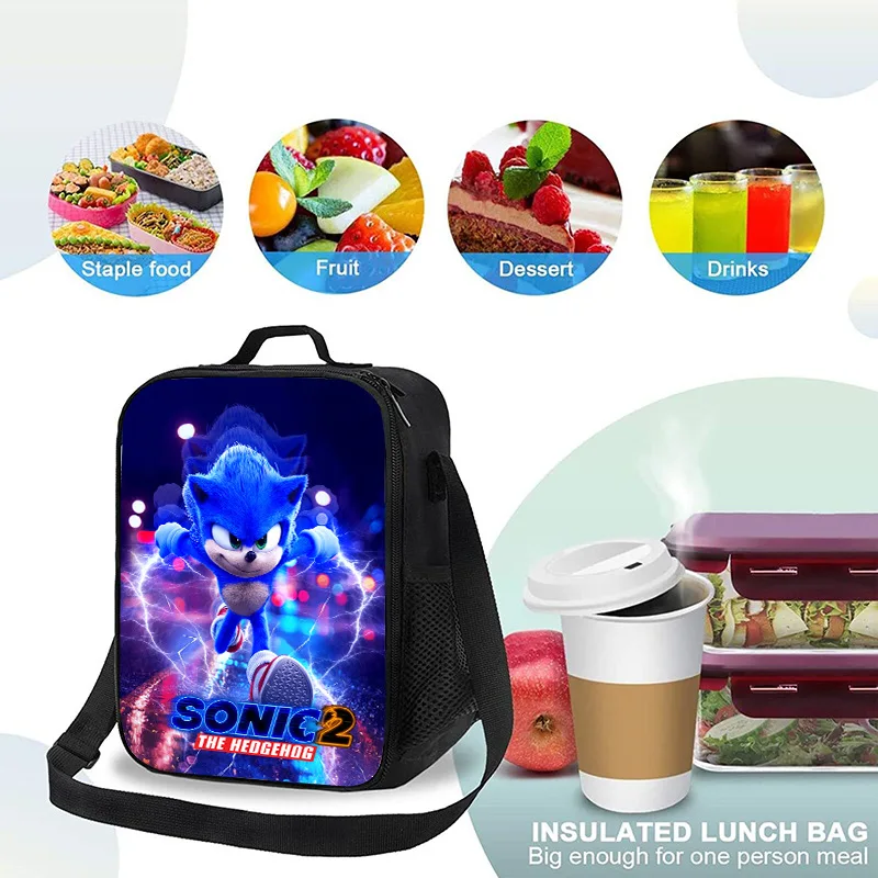 

New Cartoon Printing Lunch Bag Sonic The Hedgehog Game Peripheral High-value Creative Fashion Student Large-capacity Lunch Box