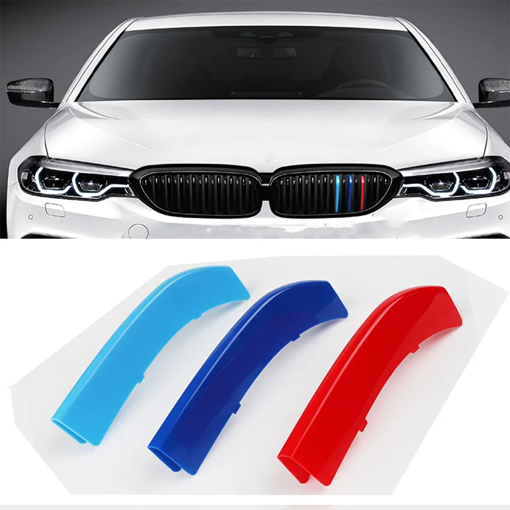 

3PCS Car Front Grille Trim Bumper Cover Strip 3D M Styling Stickers for BMW 5 Series F07 F10 E39 E60 G30 GT Auto Accessories