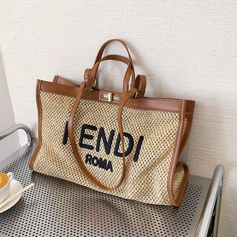 

2022 new small fresh and sweet wind woven straw letters portable fashion women's bag Single Shoulder bag Messenger bag designer