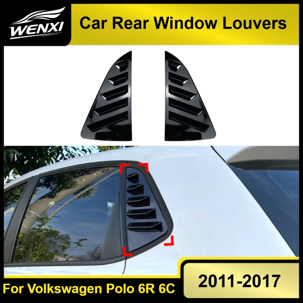 Фото Новые накладки на задние окна (жалюзи) для Volkswagen Polo 6R 6C 2010-2017, треугольные, тюнинг, внешние аксессуары, вторичный рынок №1