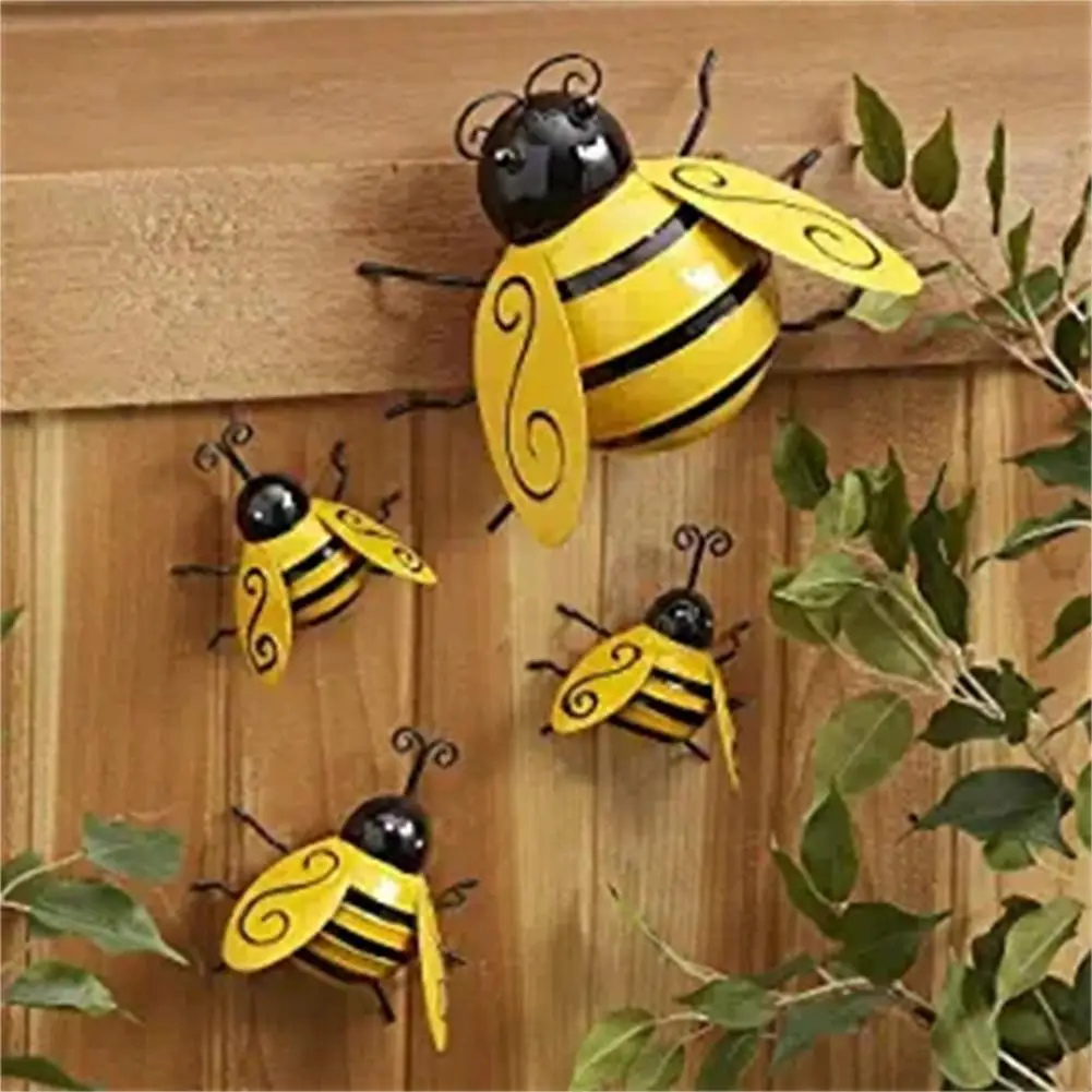 

4pcs Metal Bumble Bee Wall Decor 3d Iron Bee Art Sculpture Wall Decor Metal Wall Art For Outdoor Home Garden dropshipping