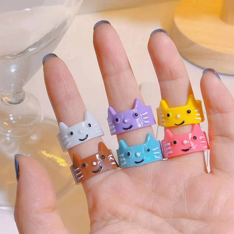 

Cat Resin Ring Cute Cartoon for Festival Wearing Birthdays Anniversaries Valentine's Day Charming Trendy Jewelry Rings