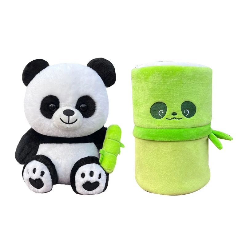 

Мягкие плюшевые панды, мягкие плюшевые бамбуковые трубки, милые игрушки-животные, подарок на праздник