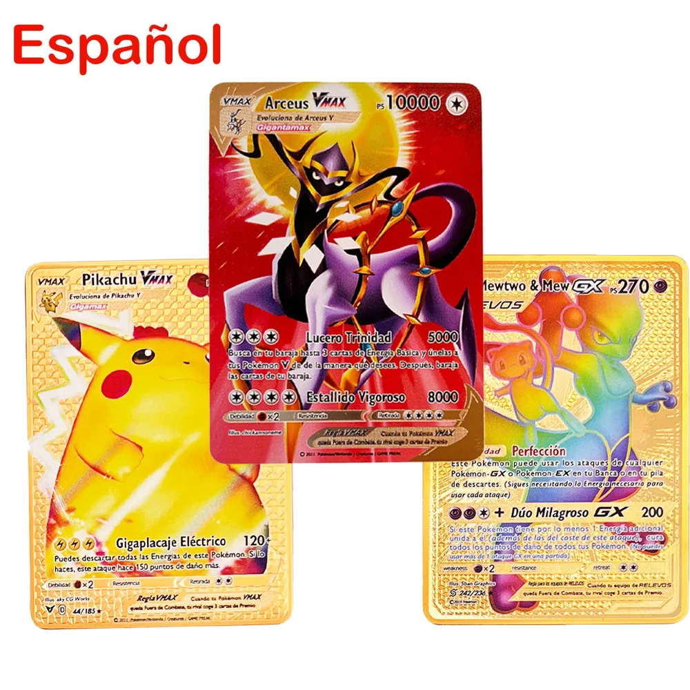 Хорошо продается металлическая карта Pokemon Vmax Пикачу Чаризард Золотая игровая