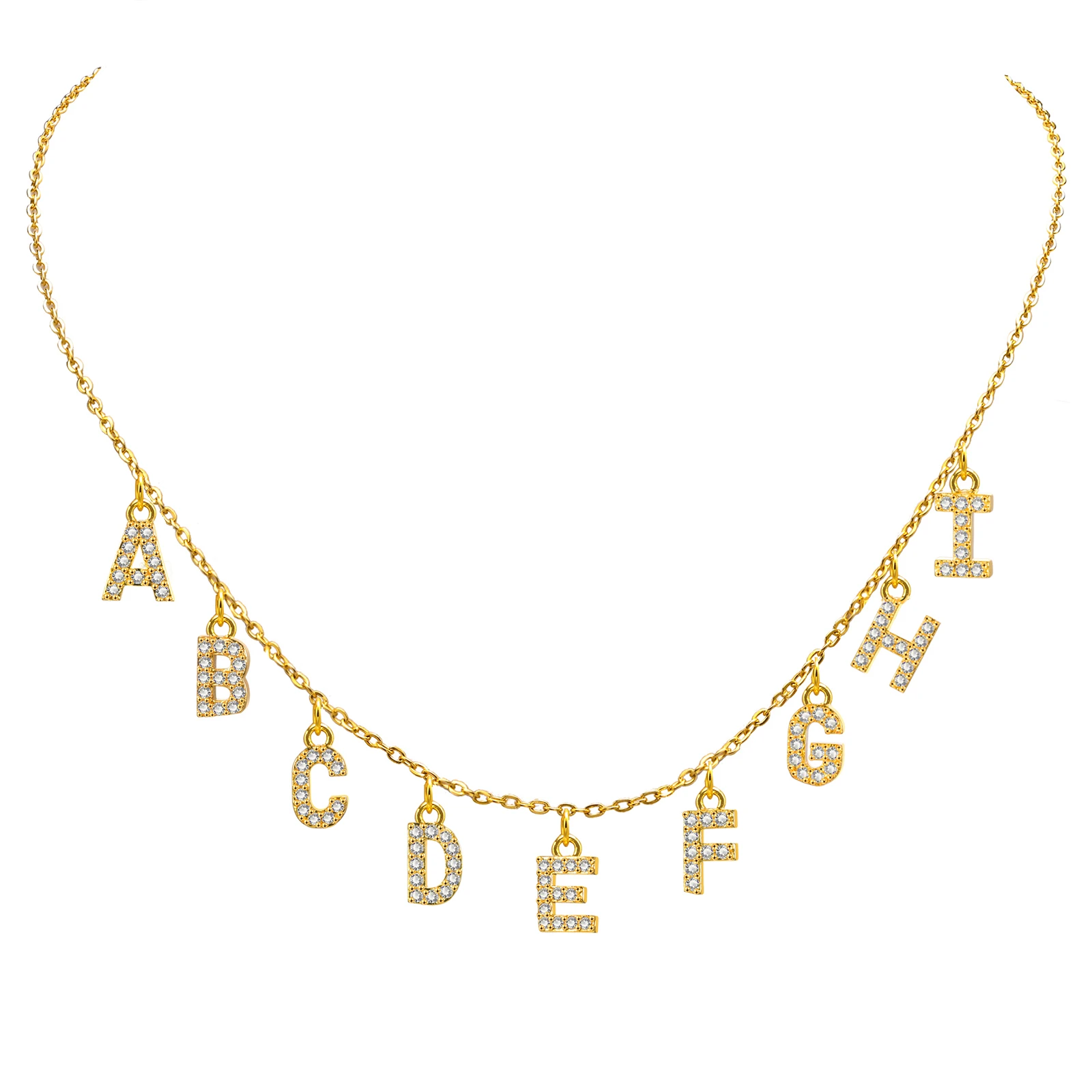 

Bling Pave Crystal Name Initial Necklaces for Women 2022 Jewelry, Gold Tone DIY Letter A-Z Charms Necklace,Statement Gift