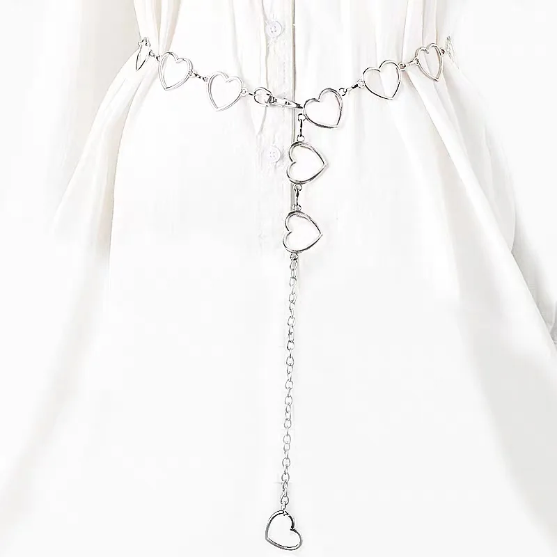 Классические брюки с поясной цепью "Love Heart Hollow Girdle" для женщин в стиле хип-хоп. Модный тонкий пояс.