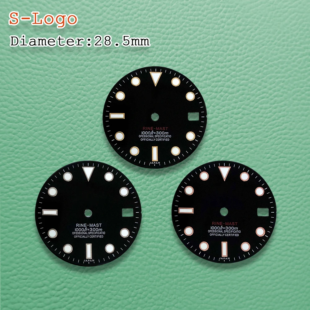 28 5 мм S Logo Nh35 Циферблат huella ajuste Dial verde luminoso adecuado para movжность NH35/NH36 herramienta accesorios de reloj