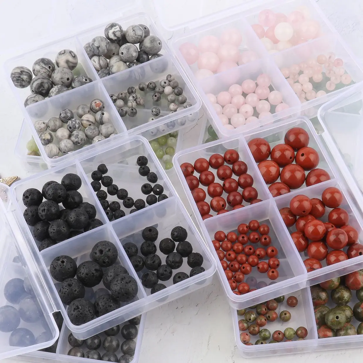 

4/6/8/10mm Natural Stone Tiger Eye Turquoises Rose Pink Quartz Beads Jewelry Making Kits Spacer Beads DIY Earring Bracelet Kits