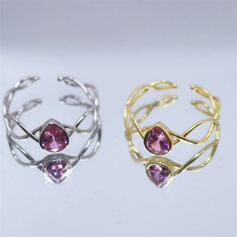 

Sweet Romantic Style Inlaid Crystal Water Drop Rings Boho Ladies Exquisite Rings Couple Wedding Anniversary Gifts Jewelry
