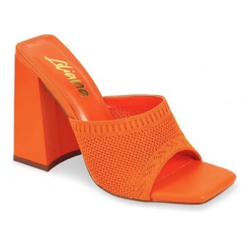 

Slippers Heels Sandals 2022 Summer Trends Slides Mules Women's Slip-on Shoes Luxury Woman Mules Elegant Party for Free Shipping
