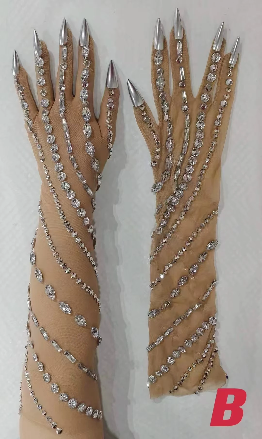 Блестящие прозрачные сетчатые длинные перчатки танцор певец аксессуары для