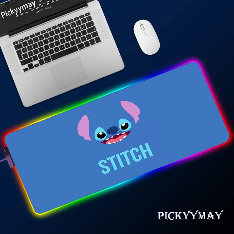 

Stich Gaming Mousepad Game Slipmat RGB Led Setup Gamer Decoration Cool Glowing Mouse Mat Pc Republic Of Gamers With Cable Rug