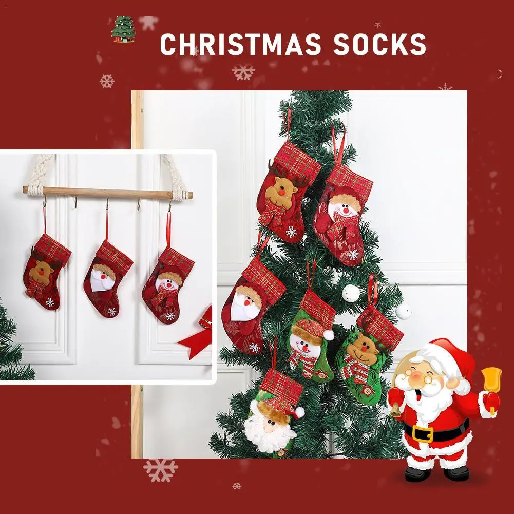 

New 1 Pair Christmas Decoration Socks Cartoon Santa Socks For 2024 Christmas Tree Home Decoration