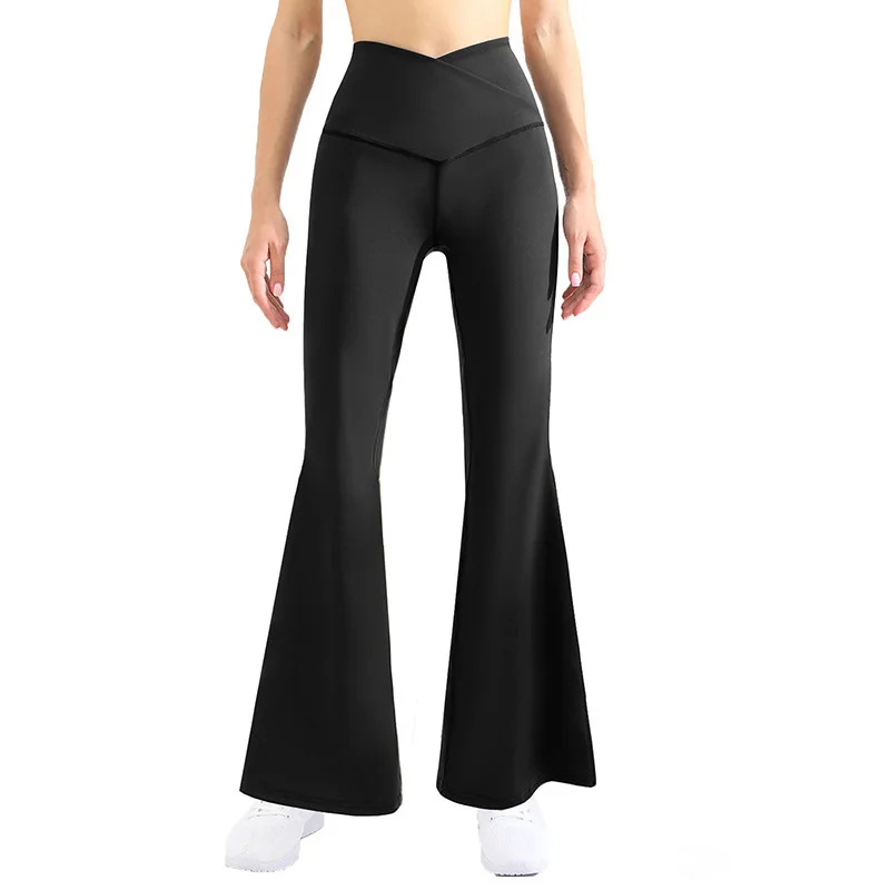 LUOYIYANG Sexy Women's Leggings Push Up Cross V Waist Flared Pants Gym Seamless Sports Wear Fitness Woman Workout 2022