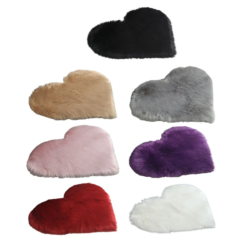 

65*50cm Carpet Bedroom Floor Mat Love Heart Rugs Artificial Wool Hairy Carpet Faux Floor Mat Fur Fluffy Rug Soft Living Room