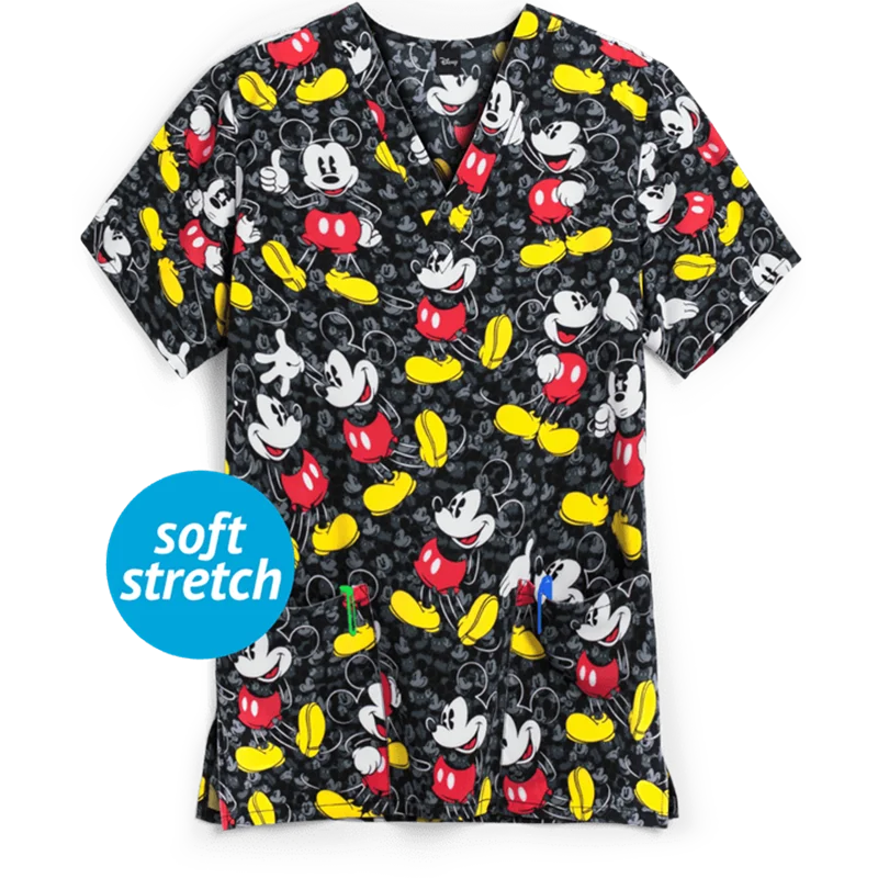 

Medical Surgical Scrub Top New Disney Mickey Scrub Shirt Beauty Salon Work Laboratory Pet Shop Sanitation Staff Doctor Clothes