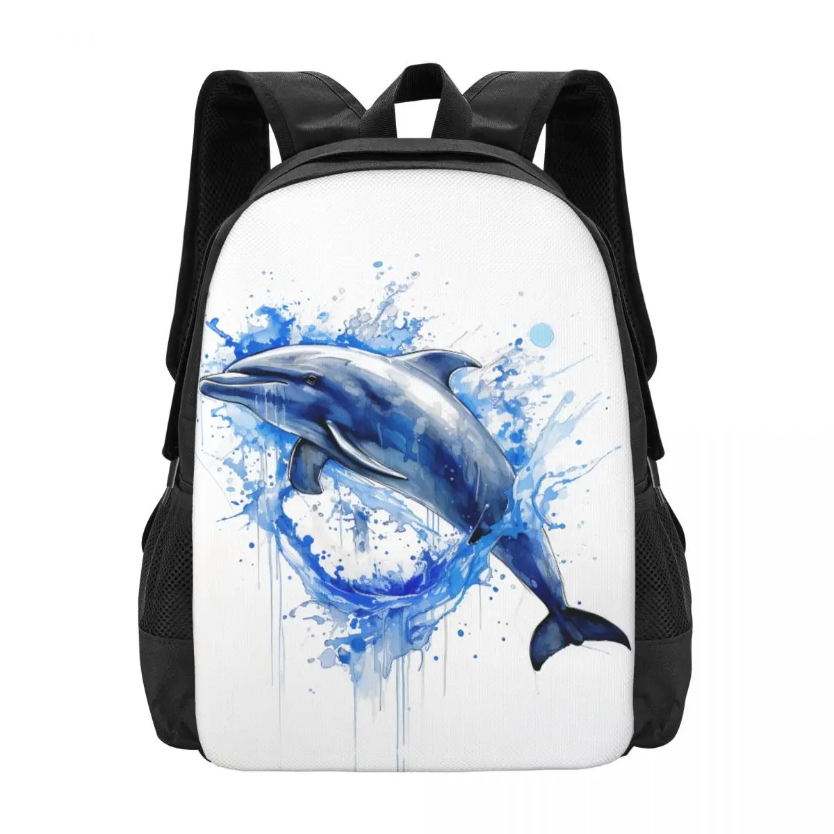 

Рюкзак в виде дельфина с чернильным рисунком, Женский прочный дизайнерский рюкзак для старших классов в уличном стиле