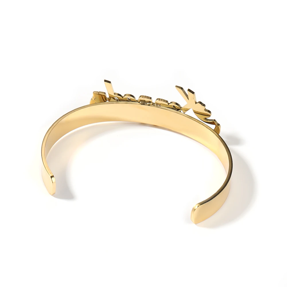 Uwin Custom Name Bracelet Vintage Jewelry Accessories Personalized 3D Embossed Stainless Steel Bangle Matching Couple Stuff