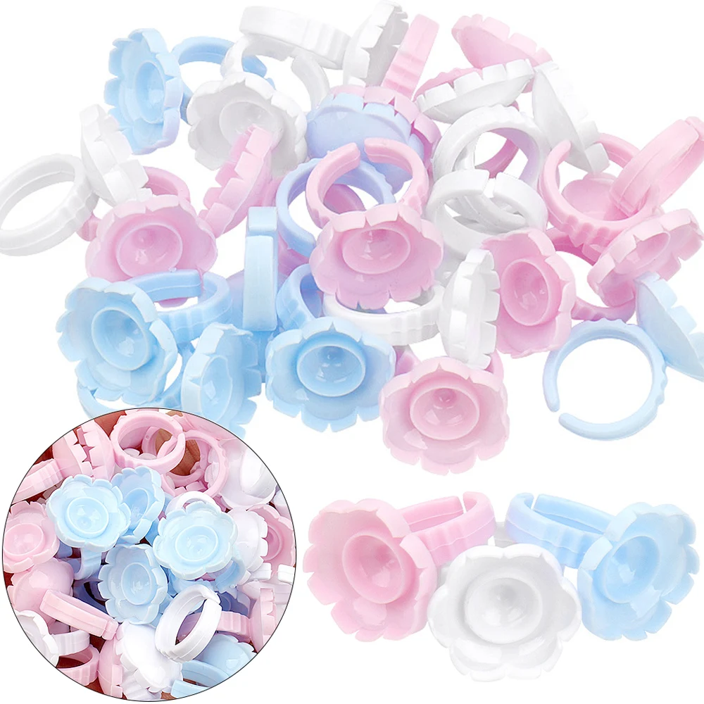 

Eyelash Glue Rings Wholesale 50/100Pcs Disposable Eyelash Extension Glue Rings Holder Container Tattoo Pigment Lash Supplies