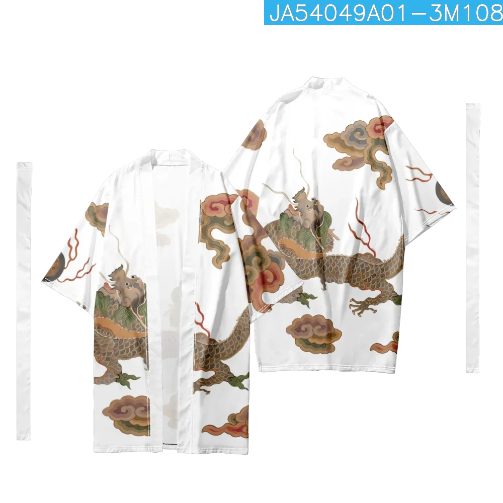 Летнее Длинное кимоно с принтом китайского дракона кардиган стильная модная