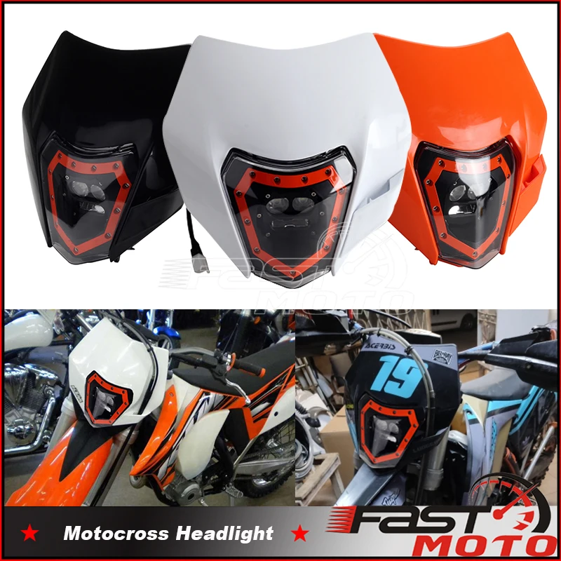 

For SX XC SXF XCF XCW EXC EXCF SMR 125 150 200 250 350 300 400 450 690 HI/LO Beam E8 Headlight Fairing Mask LED Head Light Lamp
