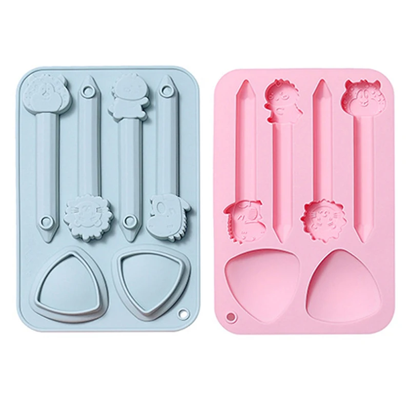 

19.5x13.5cm 6-hole Animal Triangle Crayon Mold Chocolate Mold Drop Glue Diy Homemade Paint Brush Silicone Mold Epoxy Resin Molds