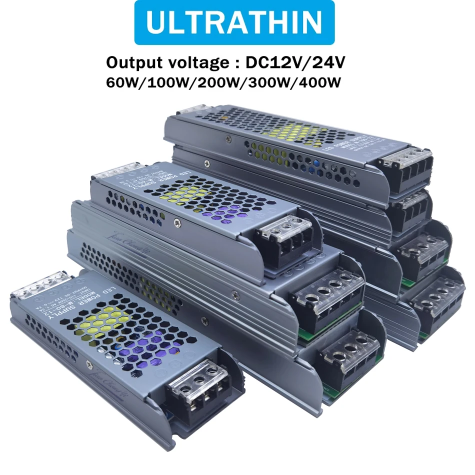 

AC/DC 12V 24V Transformer 60W 100W 200W 250W 300W 400W LED Driver Power Supply Super Thin Converter for LED Strip Light Bulb