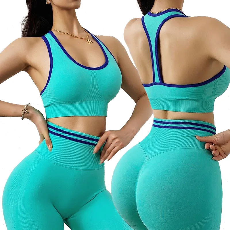 New 2 Piece Set Workout Clothes For Women Sportswear Seamless Yoga Set Sports Suit Fitness Clothing Gym Clothes Bra And Leggings