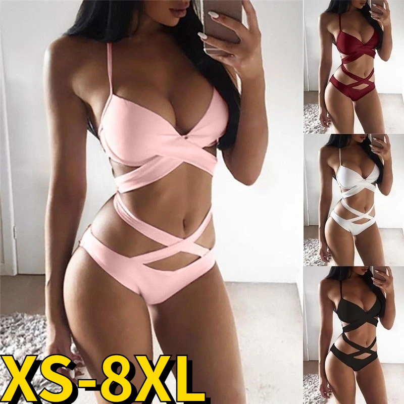 2022 New Summer Women's Print Bikini High Waist Swimsuit Two-piece Bikini Suit Women's Tight Sexy Loose Size Swimsuit Beachwear